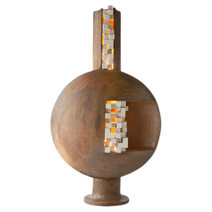 Sculptural lamp by Jean Derval circa 1970 For Sale