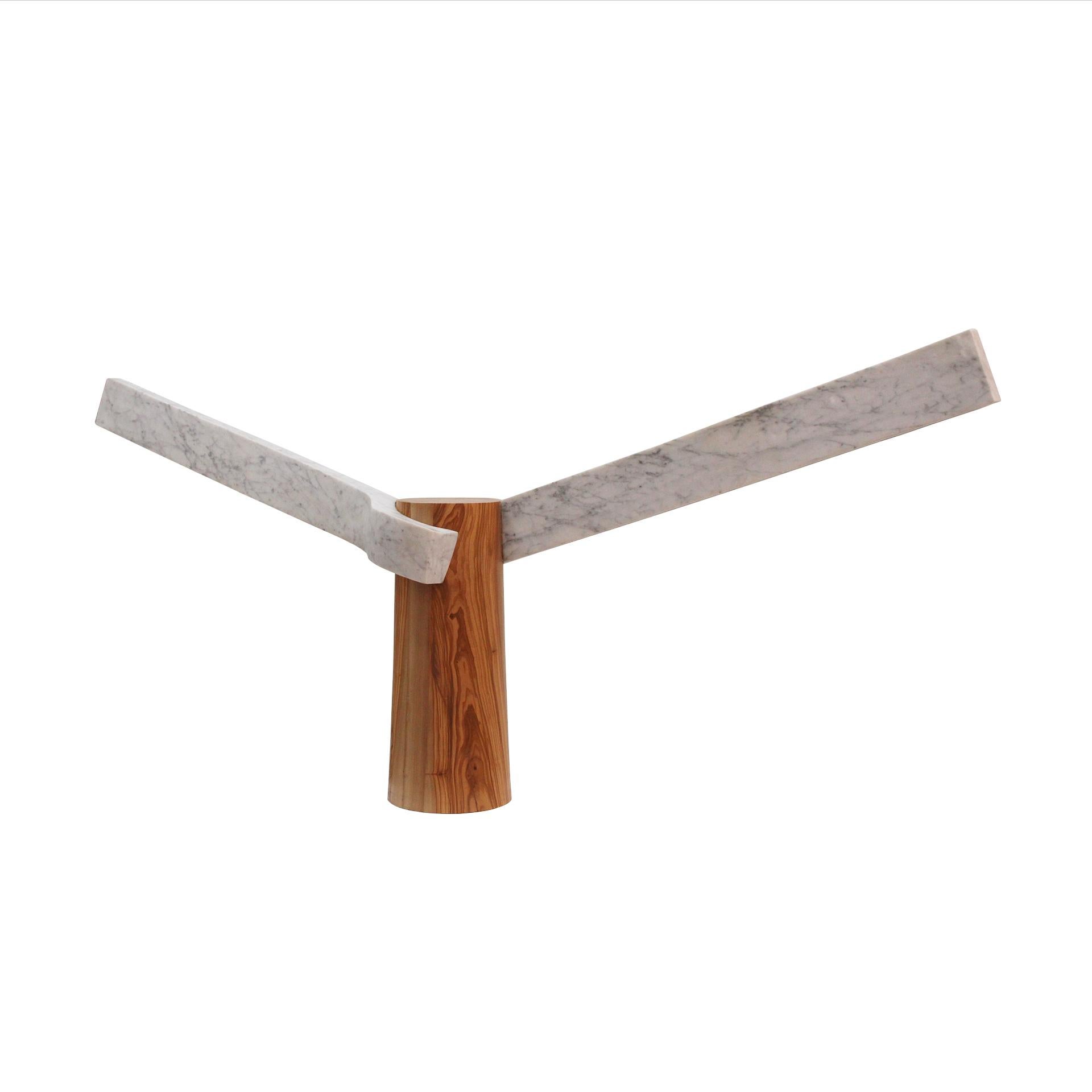 Modern Sculptural Lamp Designed by Carlos Aucejo, made of Marble and Wood. For Sale