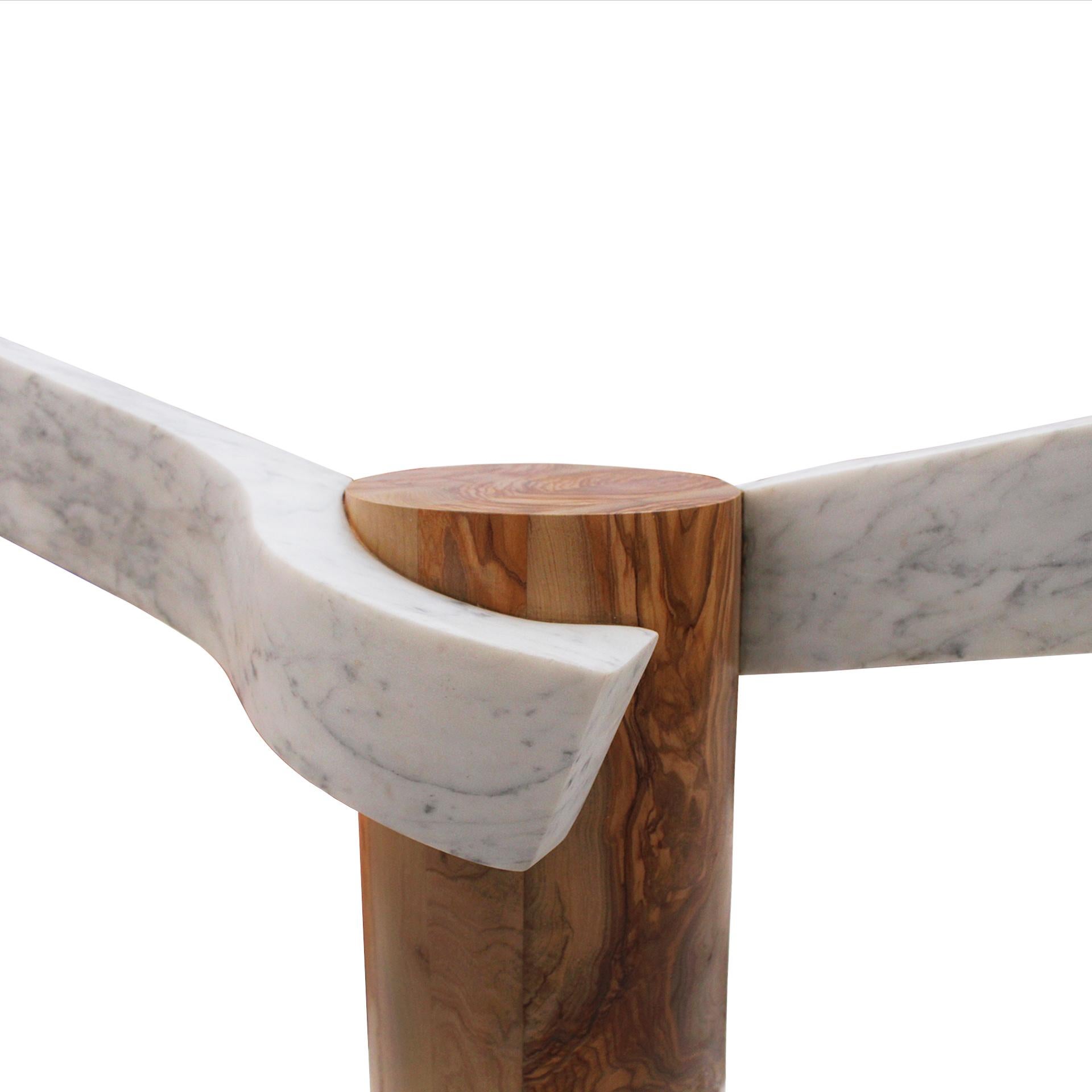 Sculptural Lamp Designed by Carlos Aucejo, made of Marble and Wood. In Good Condition For Sale In Madrid, ES