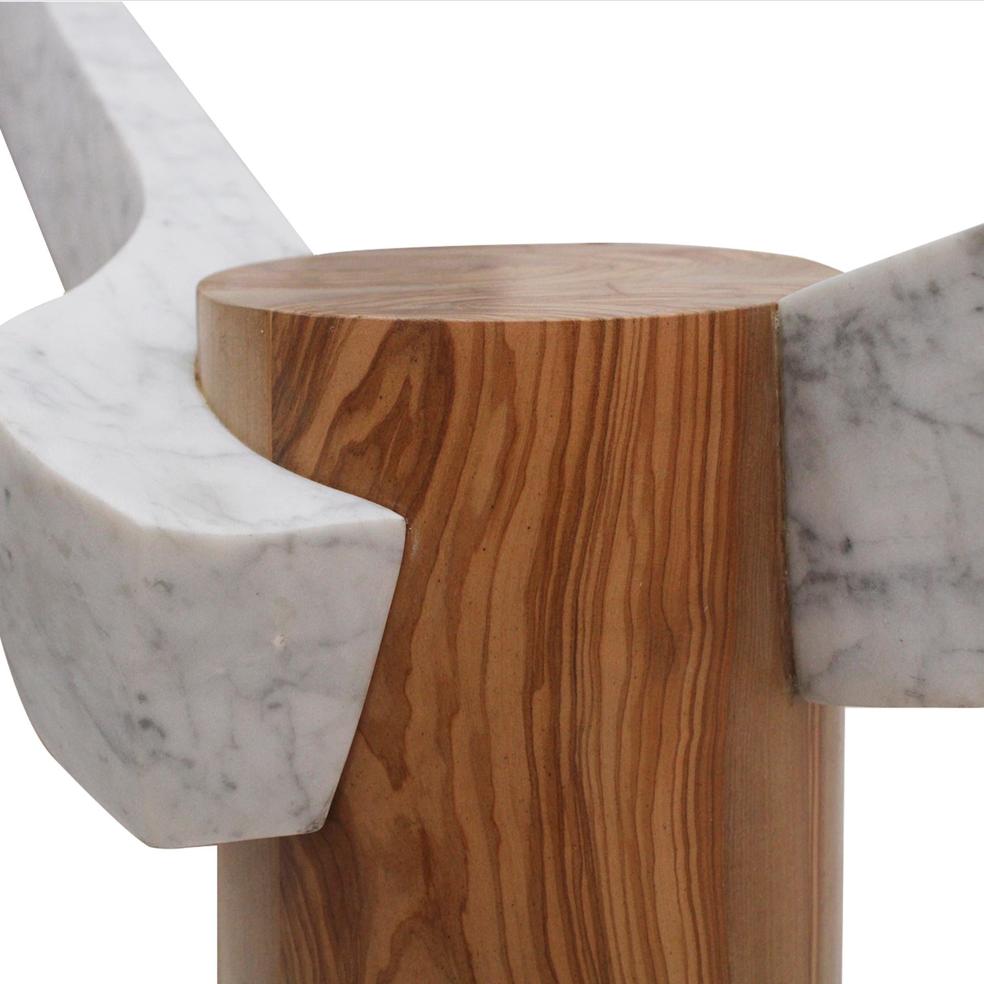 Contemporary Sculptural Lamp Designed by Carlos Aucejo, made of Marble and Wood. For Sale