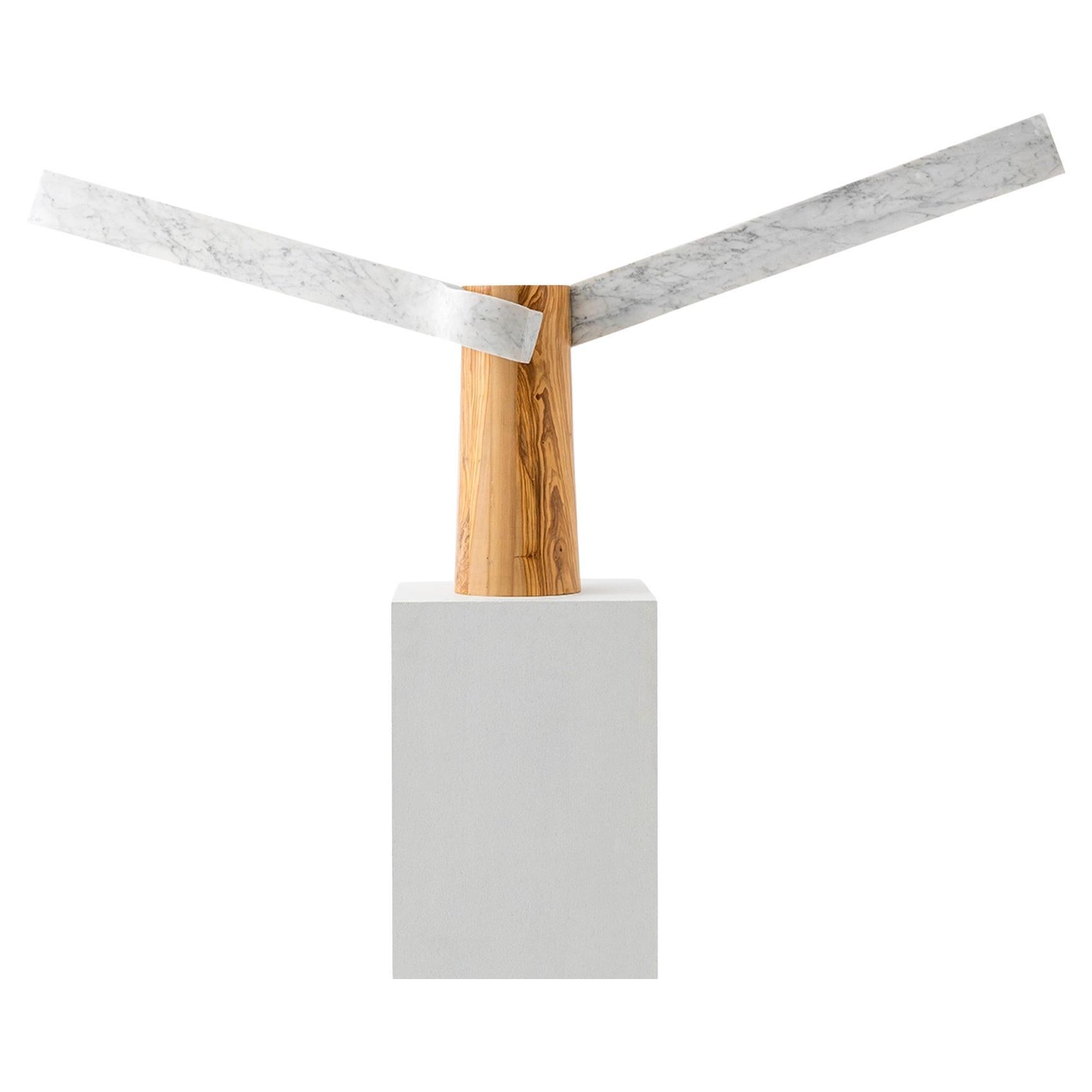 Sculptural Lamp Designed by Carlos Aucejo, made of Marble and Wood. For Sale