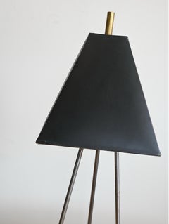 Mid-Century Modern Brass Table Lamp with Black Shade, 1970