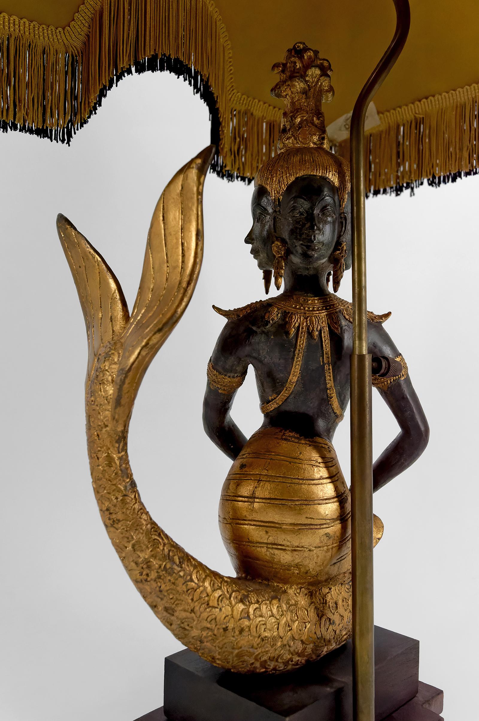 Sculptural Lamp in Bronze Representing the Mermaid Princess Suvannamaccha For Sale 2