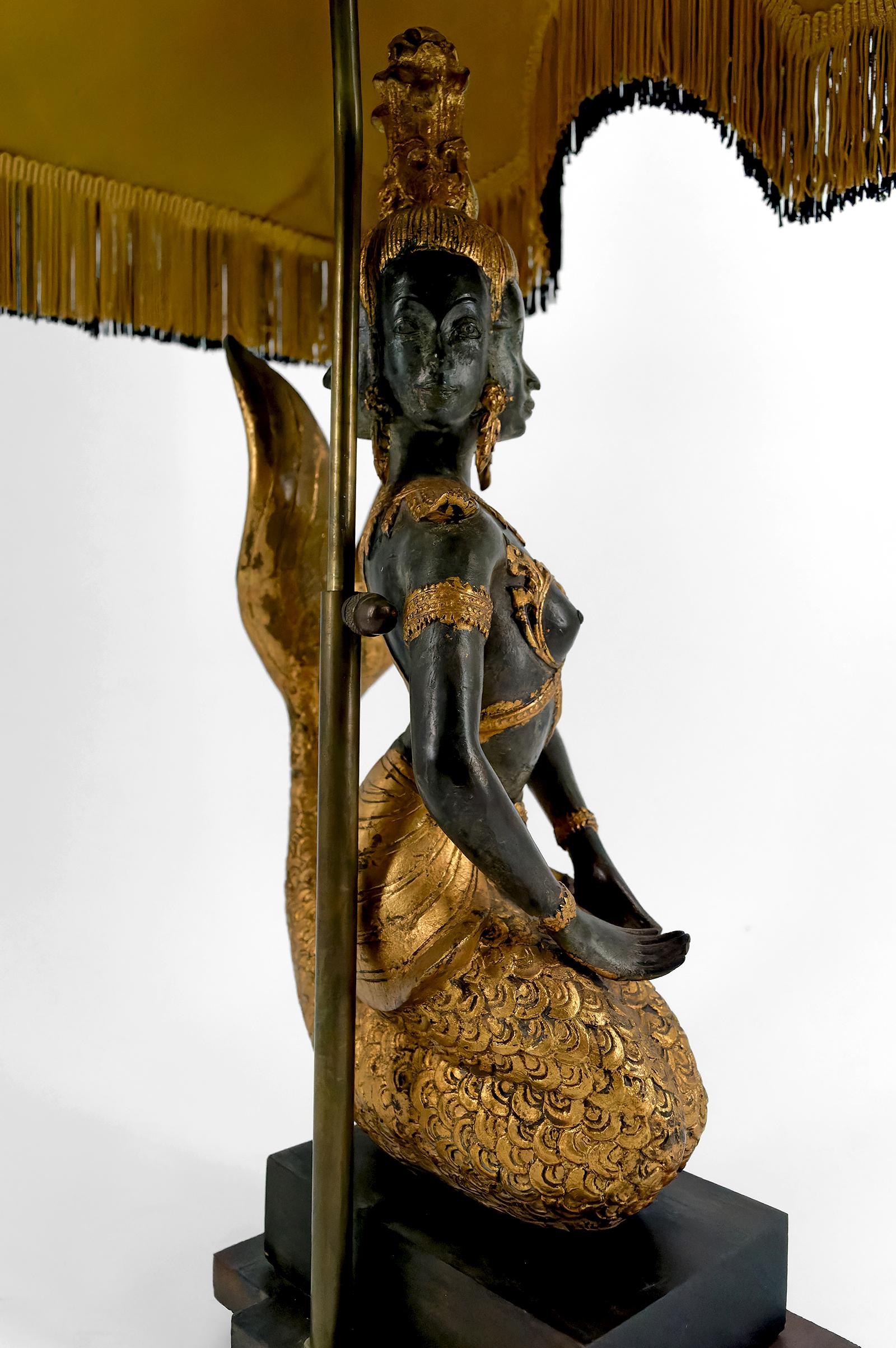 Sculptural Lamp in Bronze Representing the Mermaid Princess Suvannamaccha For Sale 3
