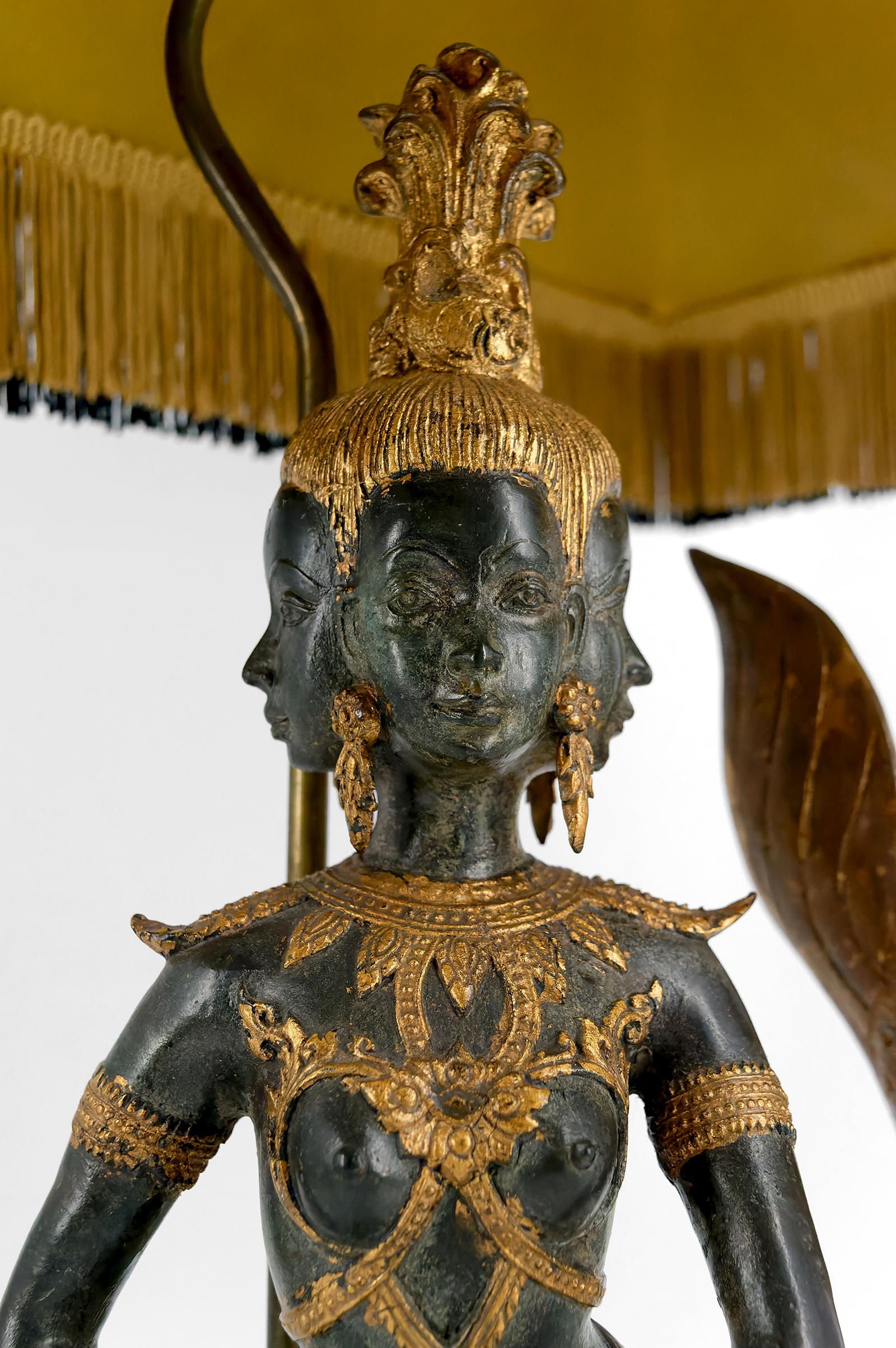 Sculptural Lamp in Bronze Representing the Mermaid Princess Suvannamaccha For Sale 4