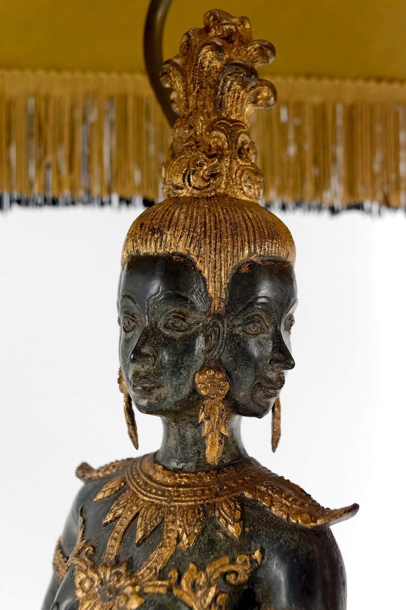Sculptural Lamp in Bronze Representing the Mermaid Princess Suvannamaccha For Sale 5