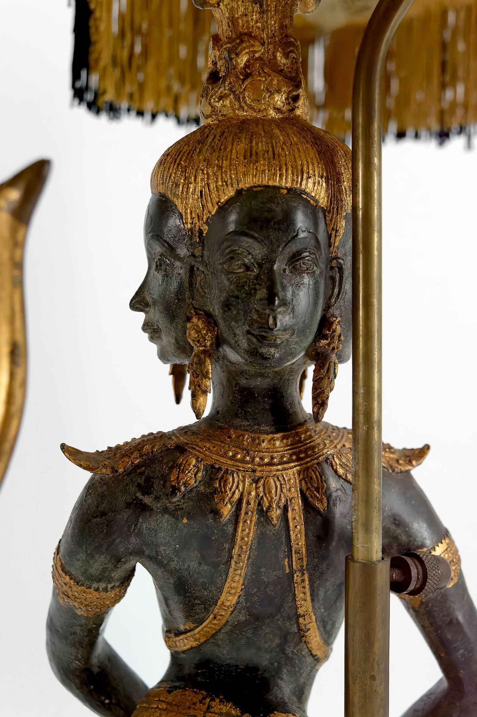 Sculptural Lamp in Bronze Representing the Mermaid Princess Suvannamaccha For Sale 7