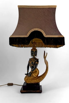 Sculptural Lamp in Bronze Representing the Mermaid Princess Suvannamaccha
