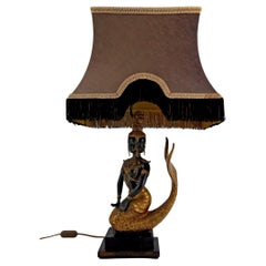 Sculptural Lamp in Bronze Representing the Mermaid Princess Suvannamaccha