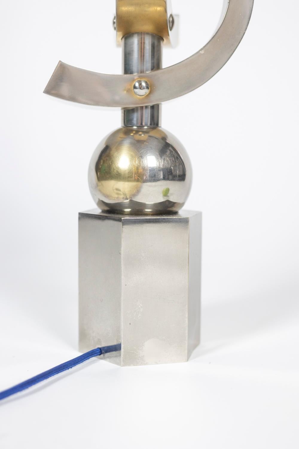 20th Century Sculptural Lamp in Chromed Metal, 1970s For Sale