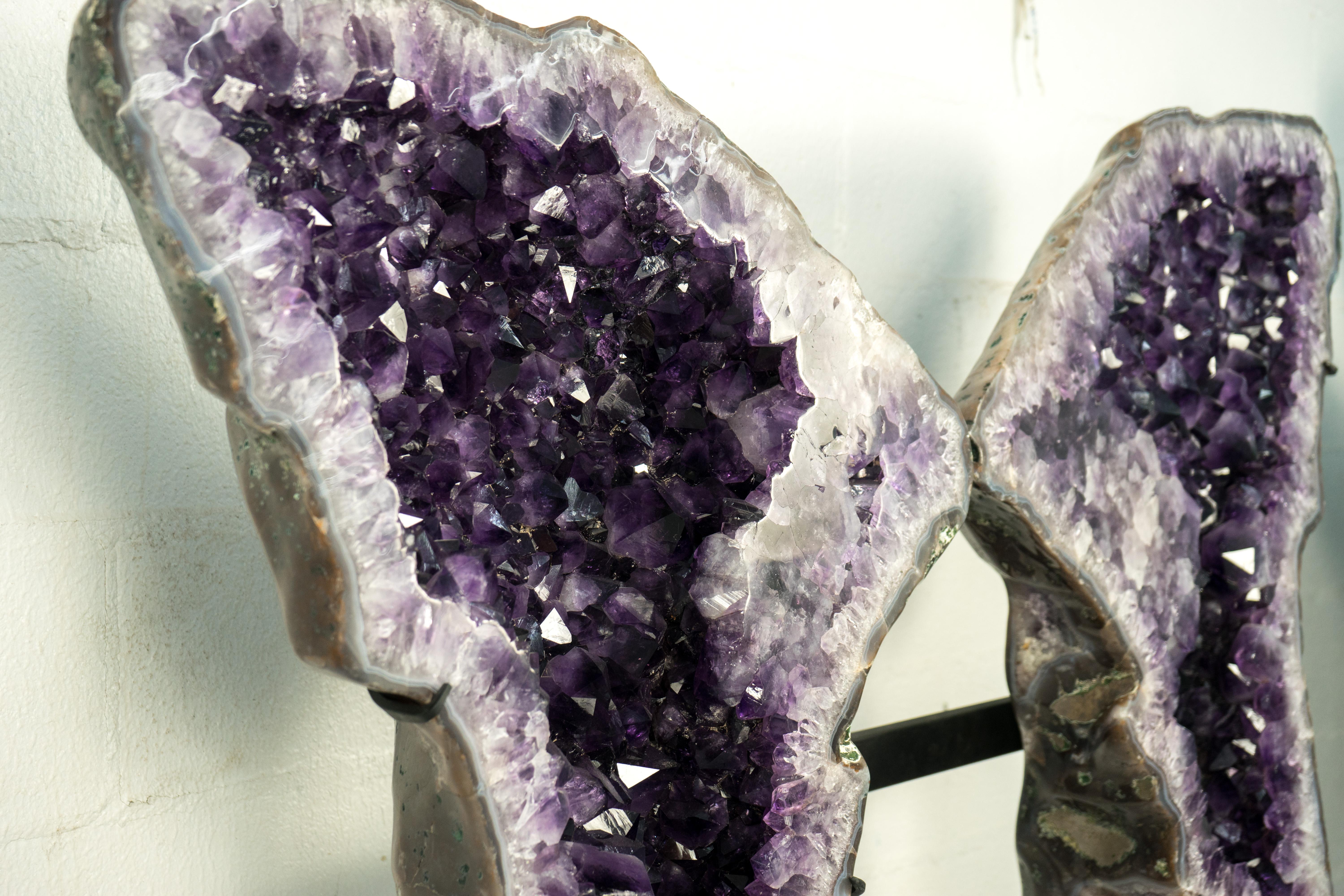 Sculptural Large Amethyst Geode Butterly Wings, High-Grade Deep Purple Amethyst For Sale 6