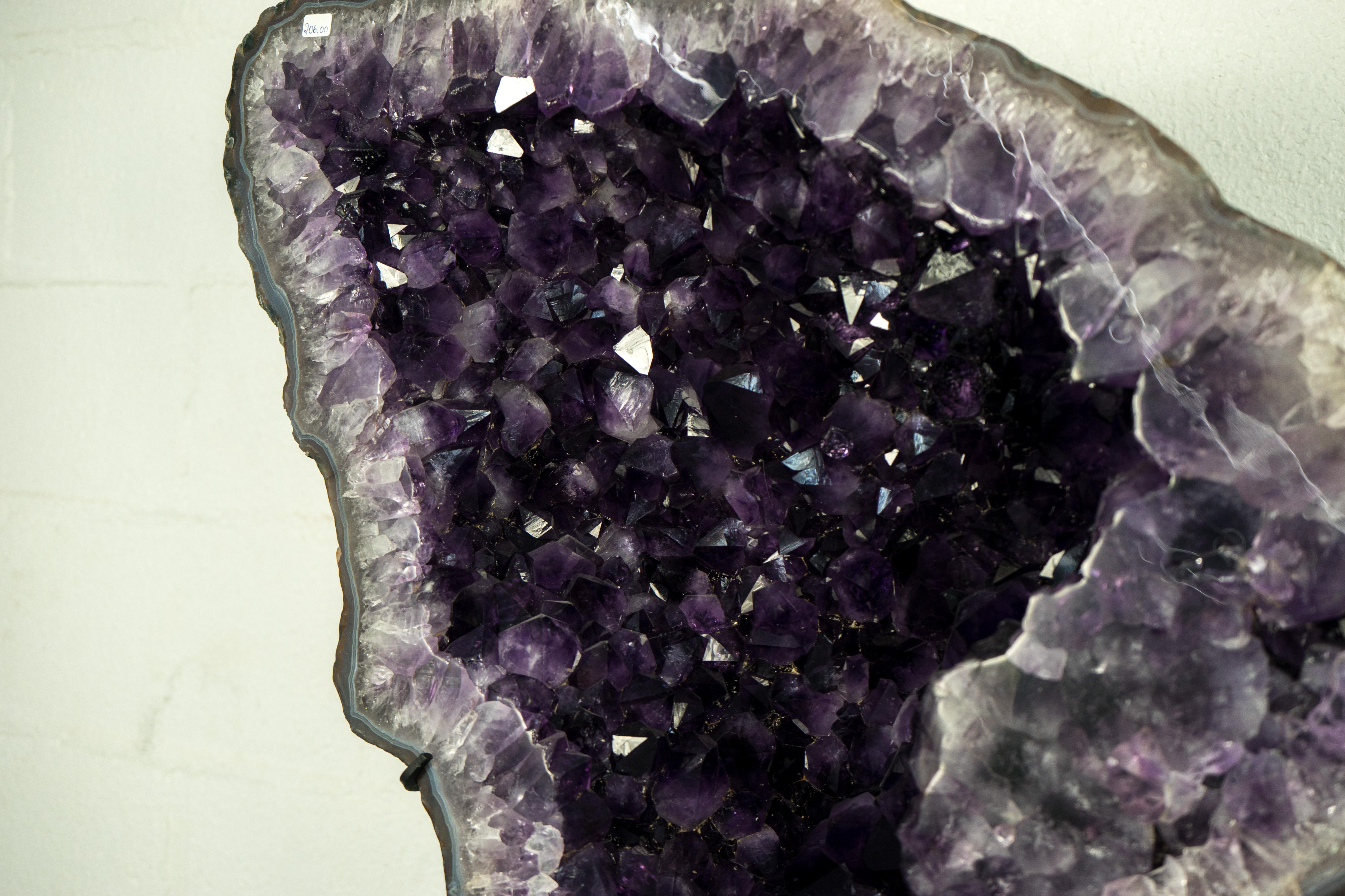 Agate Sculptural Large Amethyst Geode Butterly Wings, High-Grade Deep Purple Amethyst For Sale