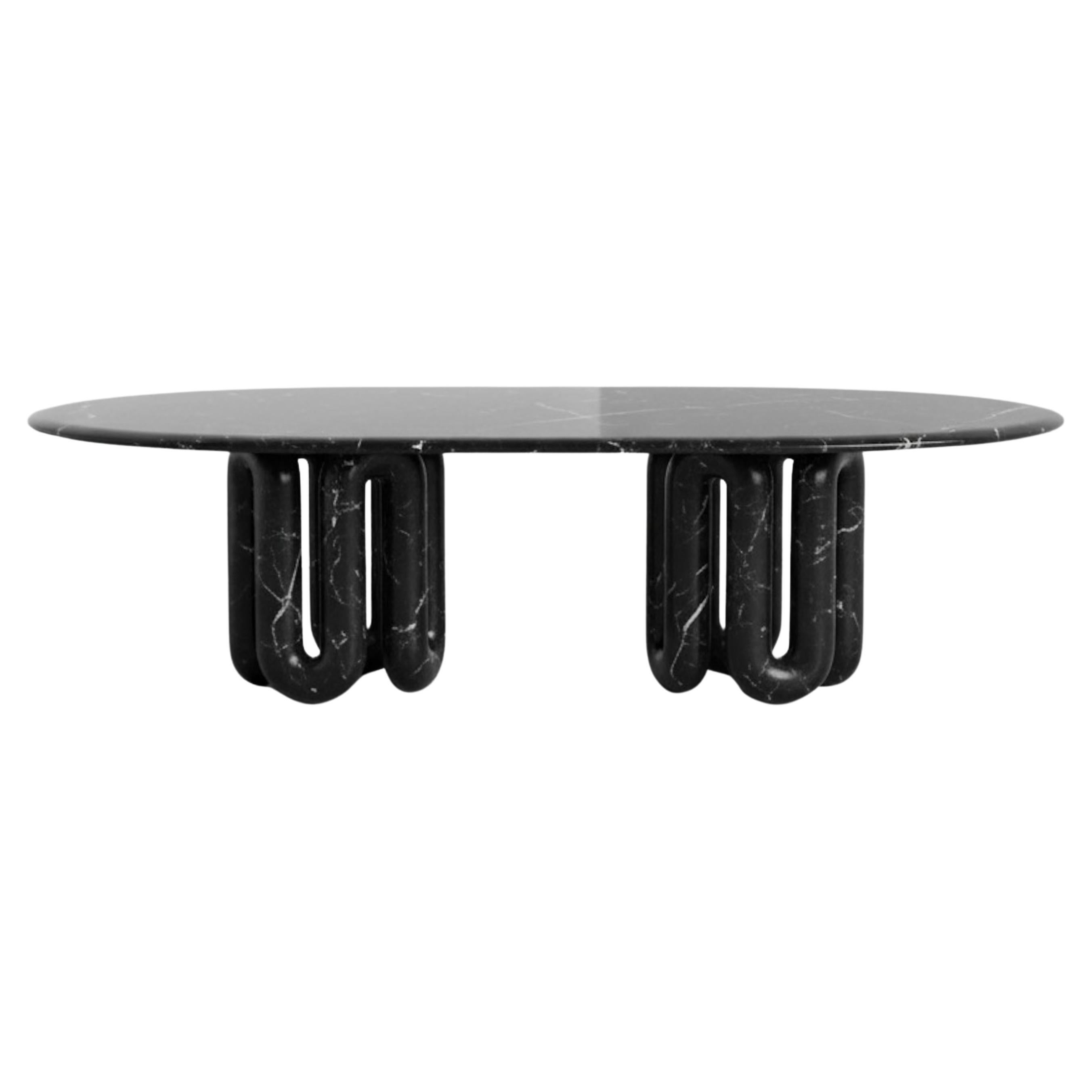 Skulpturaler großer schwarzer Marmor-Esstisch - Alexander Black Massive Table im Angebot
