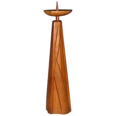 Sculptural Large Carved Wood Candleholder Rudolf Steiner School 1930-1950 Signed