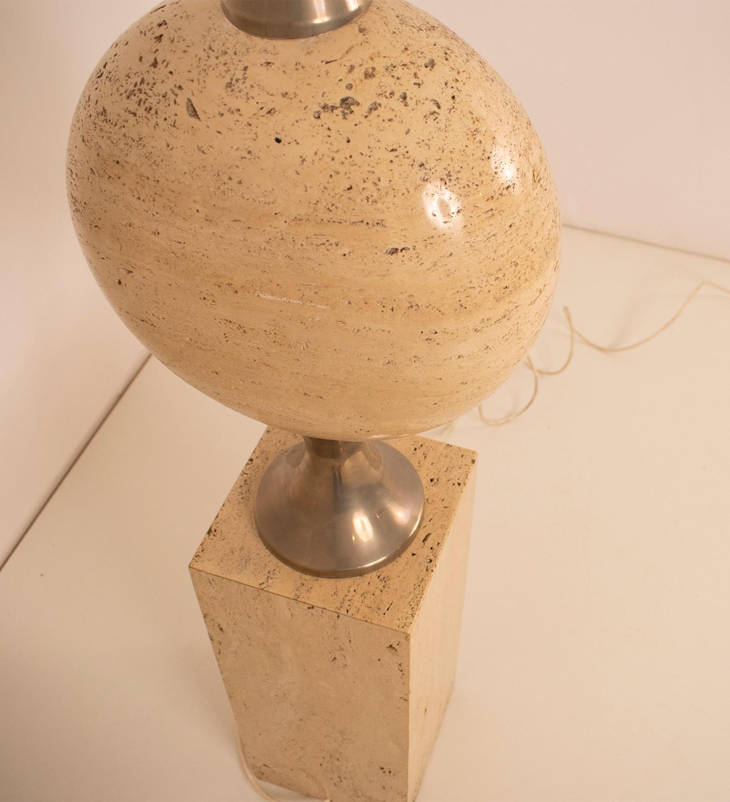 Travertine Sculptural Large Lamp by Philippe Barbier for Maison Barbier, 1970s For Sale