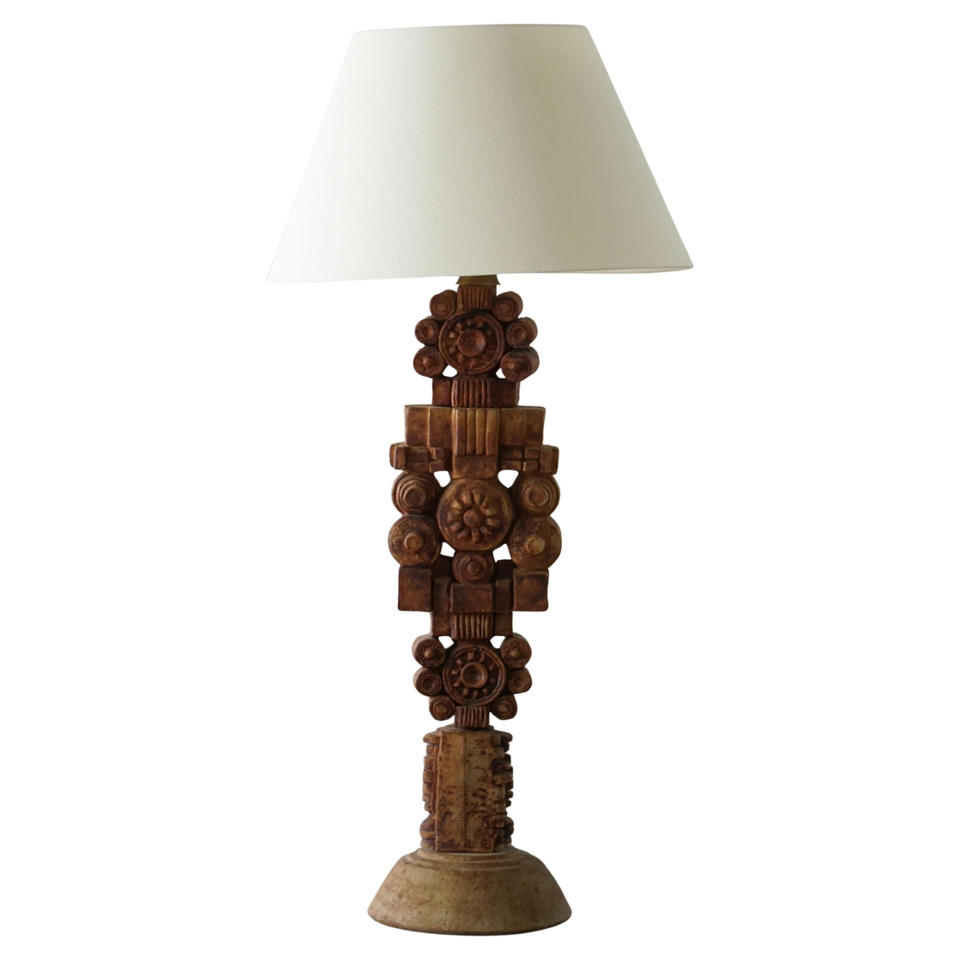 Grande lampe de table sculpturale en grès de Bernard Rooke, Angleterre, années 1960 en vente