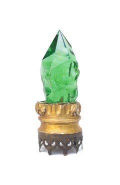 Sculptural Lava Glass with an 18th Century Italian Fragment and Metal Crown Base
