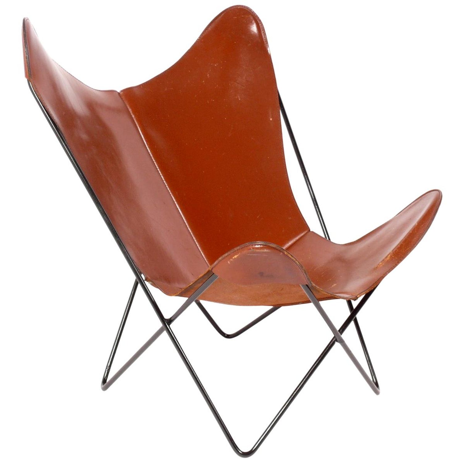 Sculptural Leather Butterfly Chair by Jorge Ferrari-Hardoy For Sale at  1stDibs