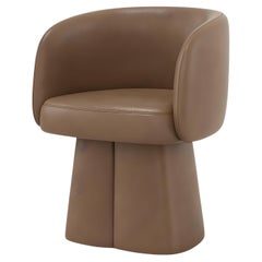 Sedia da pranzo scultorea in pelle con base a piedistallo Sedia da pranzo scultorea in pelle con base a piedistallo