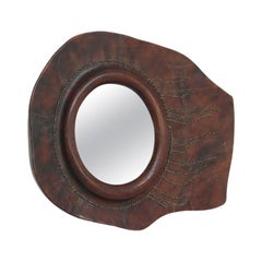 Sculptural Leather Mirror, 1980s
