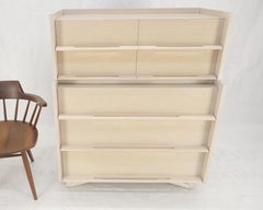 Sculptural Legs & Drawer Pulls White Wash Bone Tone 5 Drawers Mahogany Dresser