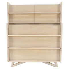 Sculptural Legs & Drawer Pulls White Wash Bone Tone 5 Drawers Mahogany Dresser