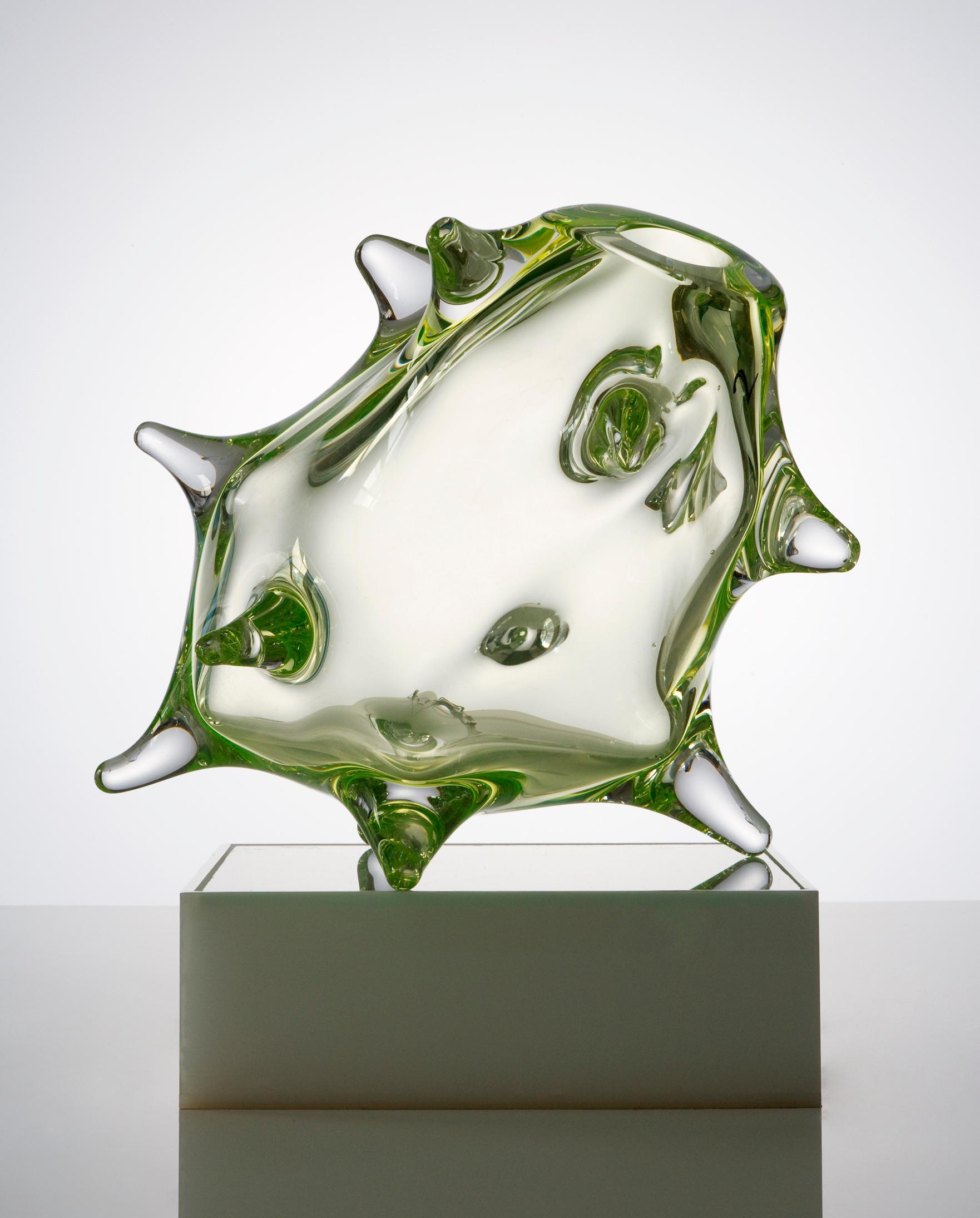 Sculptural Light in Fluorescent Hand Blown Glass by Jeff Zimmerman In Excellent Condition In New York, NY