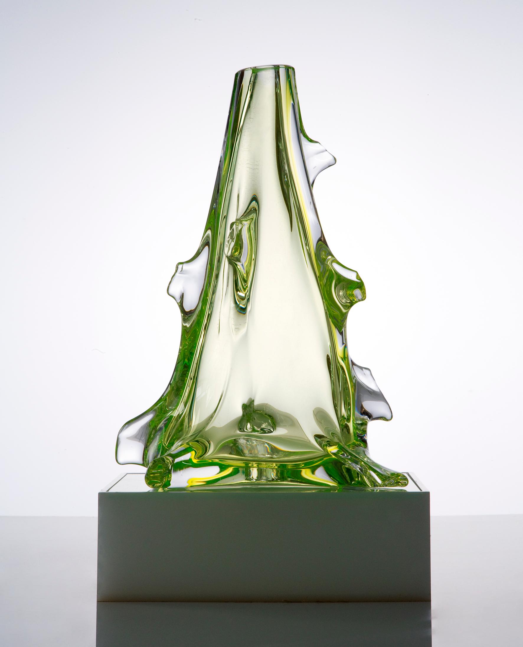 Américain Lampe sculpturale en verre soufflé à la main Fluorescent de Jeff Zimmerman