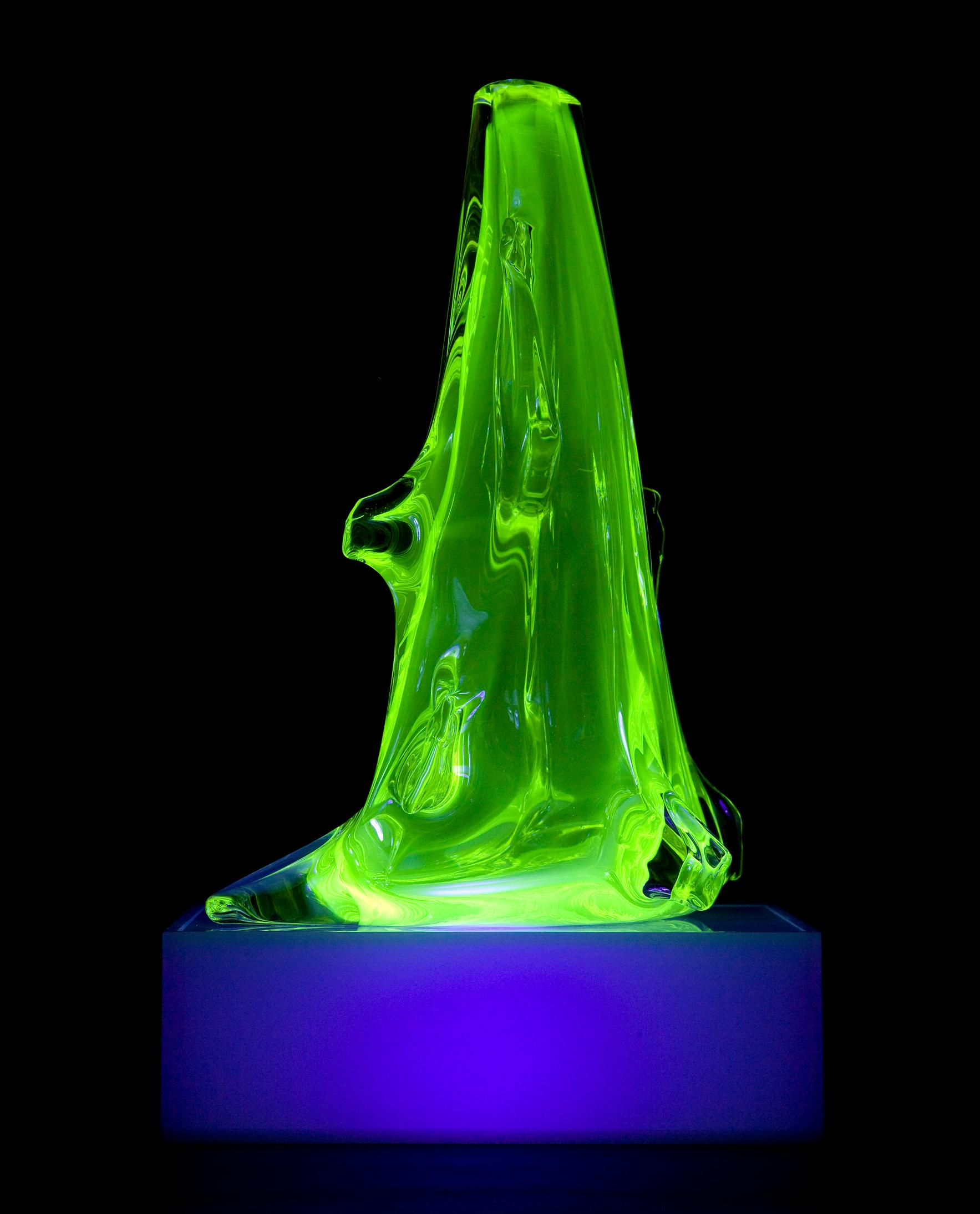 Modern Sculptural Light in Fluorescent Hand Blown Glass by Jeff Zimmerman