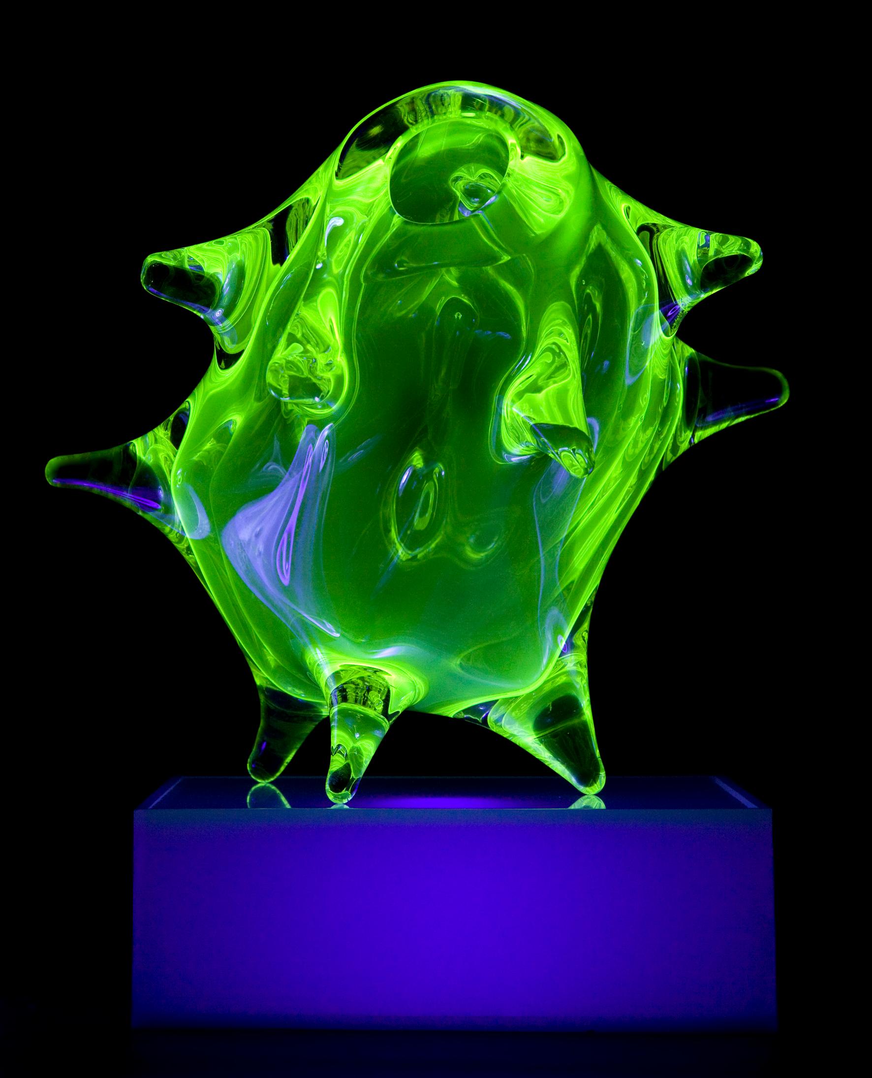 Modern Sculptural Light in Fluorescent Hand Blown Glass by Jeff Zimmerman