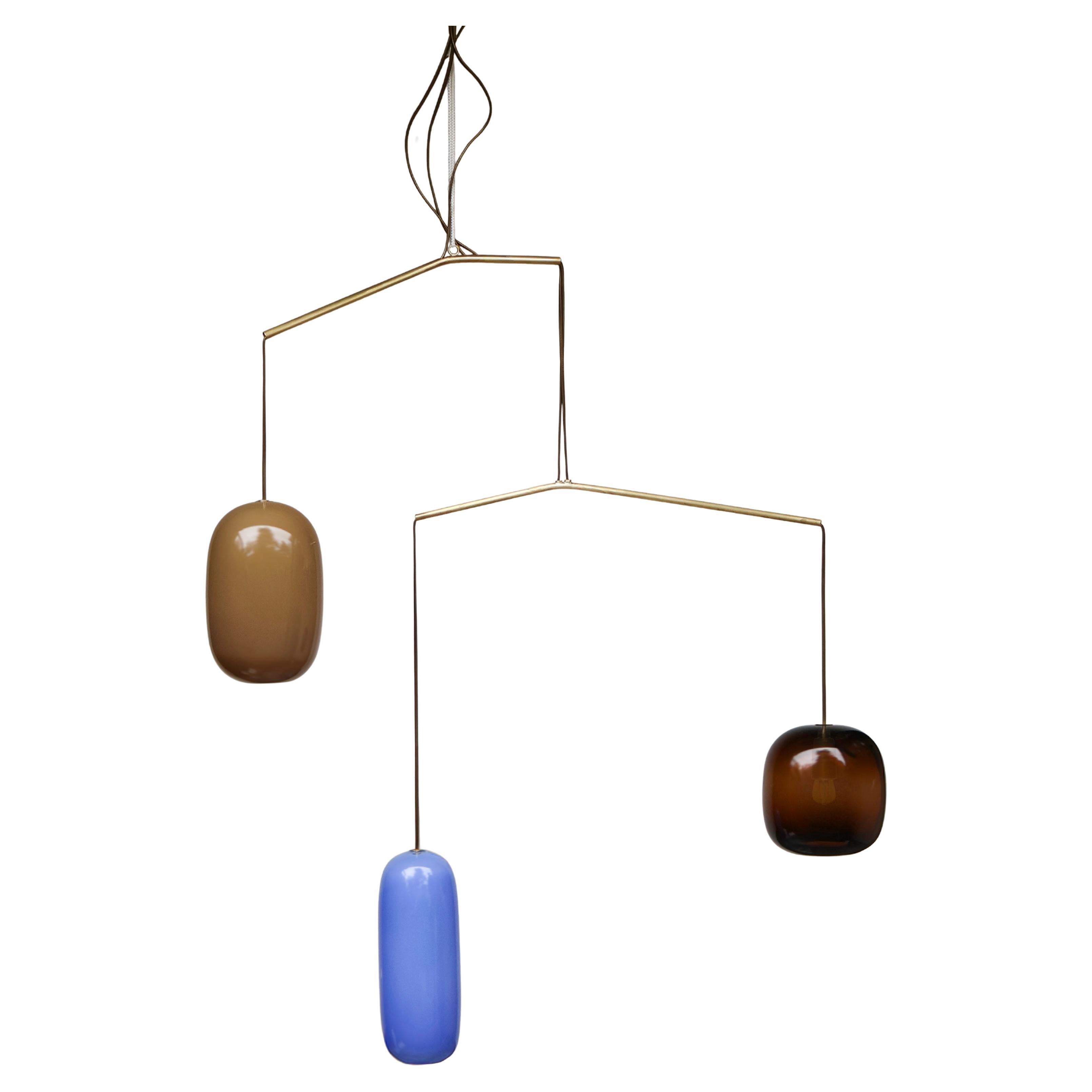 Sculptural Light No. 133, Handblown Glass and Brass, by Milla Vaahtera