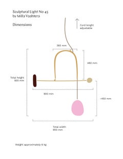 Unique Pink Handblown Glass Pendant, Sculptural Light No. 45