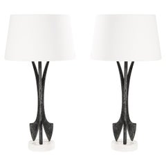 Sculptural Limed Oak Table Lamps, 1950s