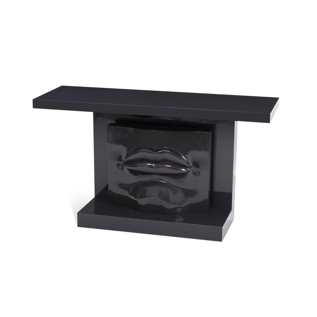 Fait main Table console sculpturale Lips en laque rouge brillant JLC en vente