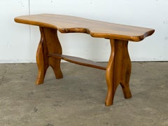 Sculptural Live-Edge Bench in Solid Walnut, Freeform Studio Design, 1990s