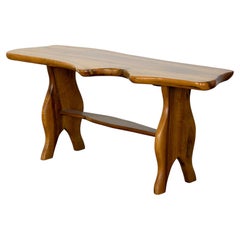 Sculptural Live-Edge Bench in Solid Walnut, Freeform Studio Design, 1990s