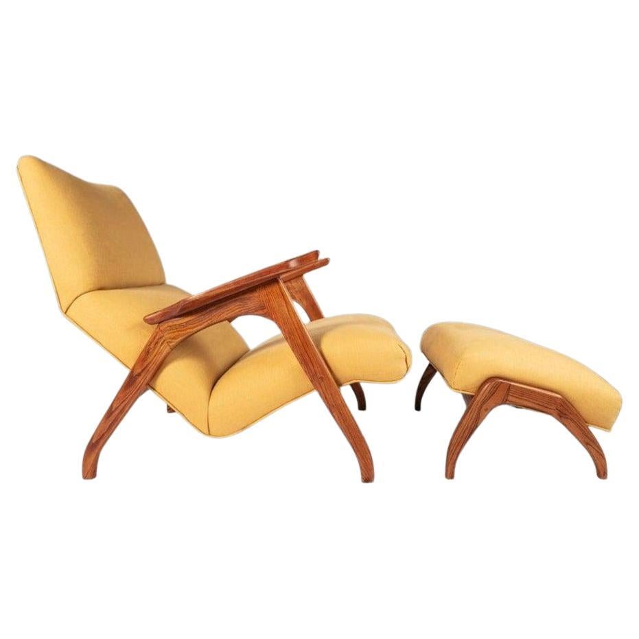 Sculptural Lounge Chair & Ottoman After Adrian Pearsall Iconic Grasshopper, 1960 For Sale