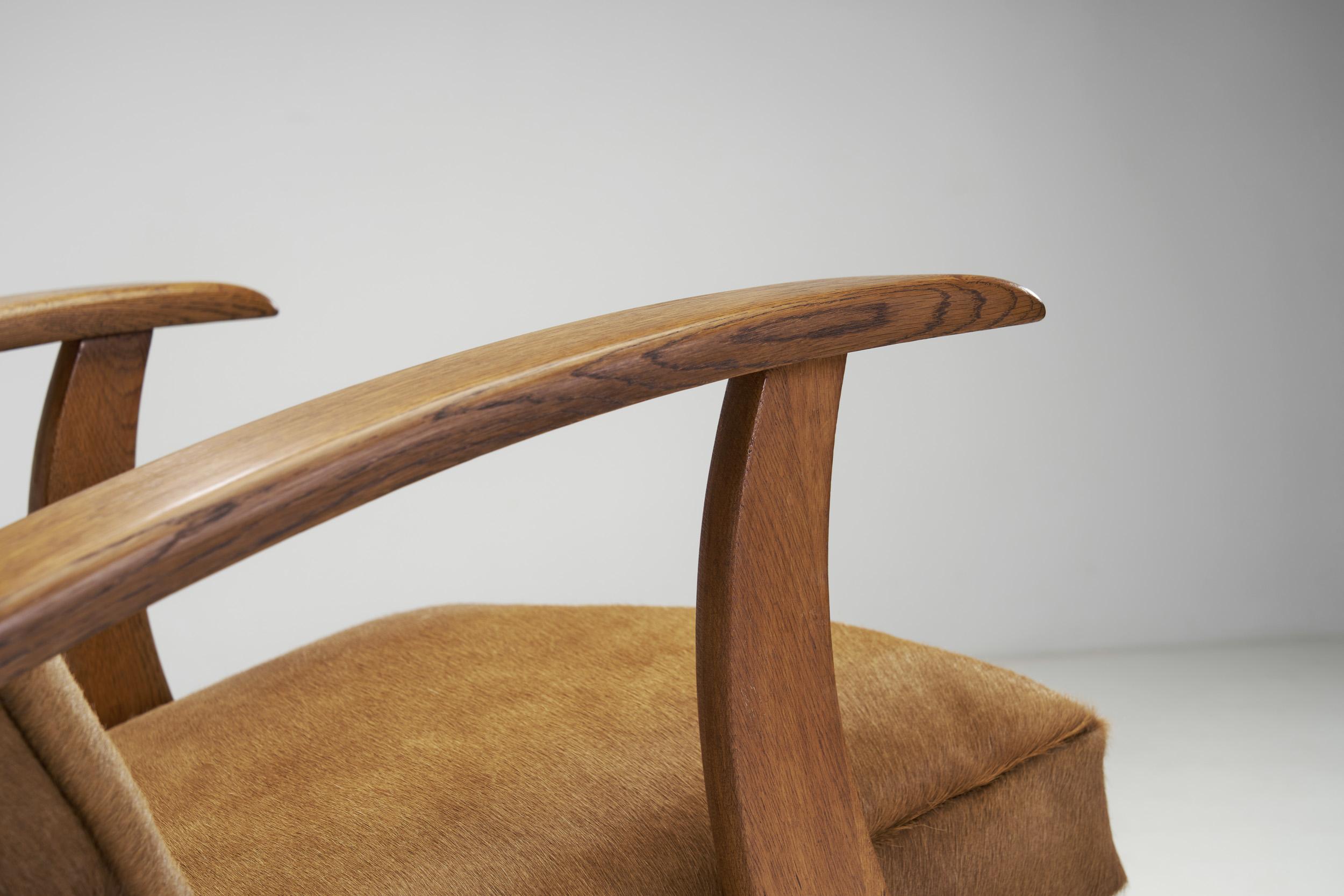 Cowhide Sculptural Lounge Chair by Bas Van Pelt 'Attr.', The Netherlands, ca 1950s For Sale