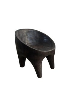Sculptural Lounge Chair Carved from Solid Suar Wood, Modern Organic