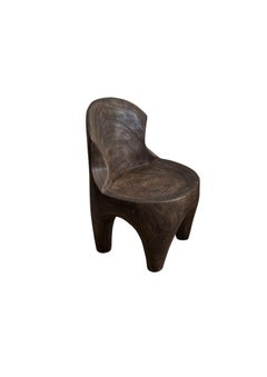 Sculptural Lounge Chair Carved from Solid Suar Wood, Modern Organic