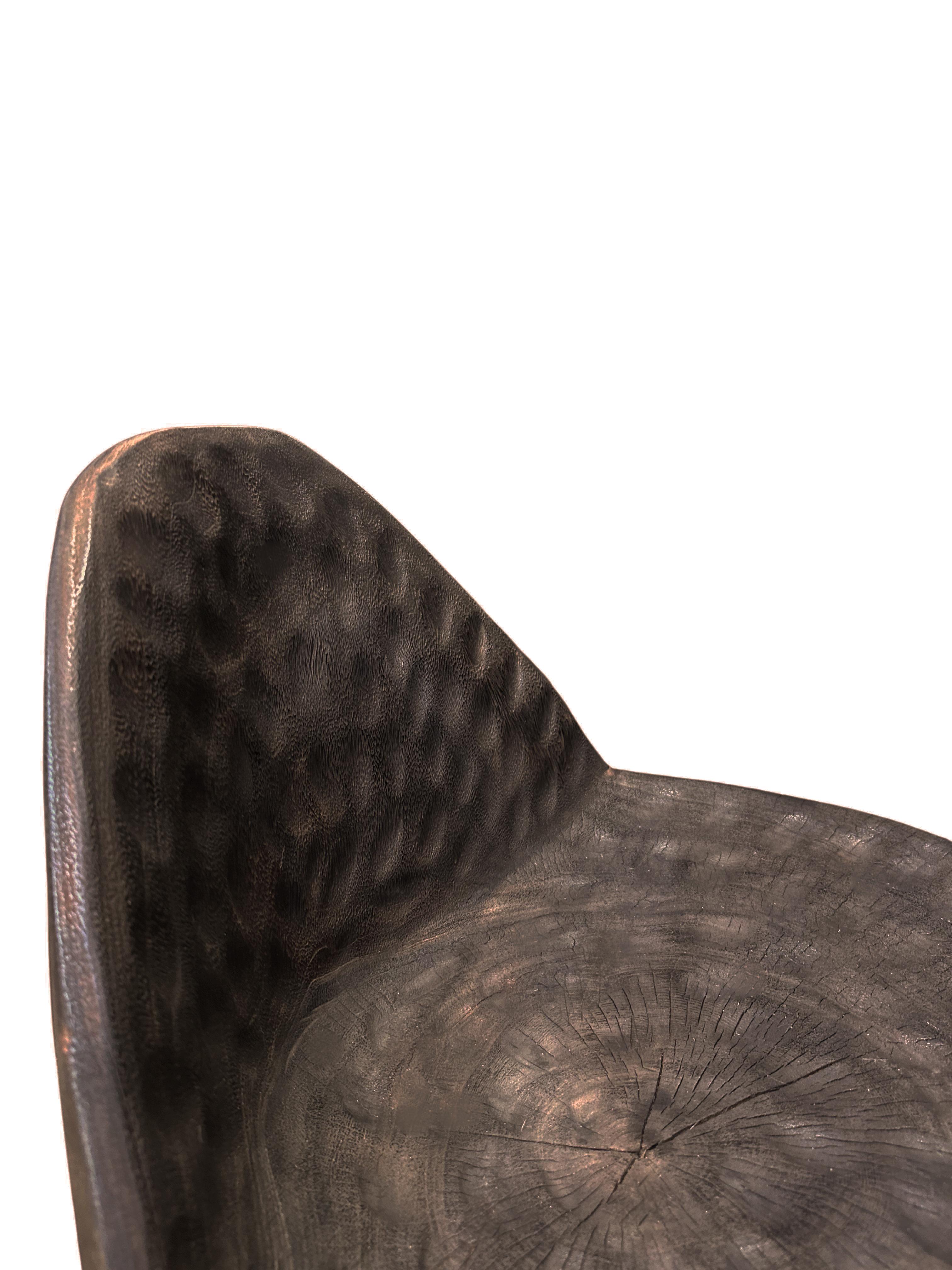 Organic Modern Sculptural Lounge Chair Carved from Solid Suar Wood, Modern Organic For Sale