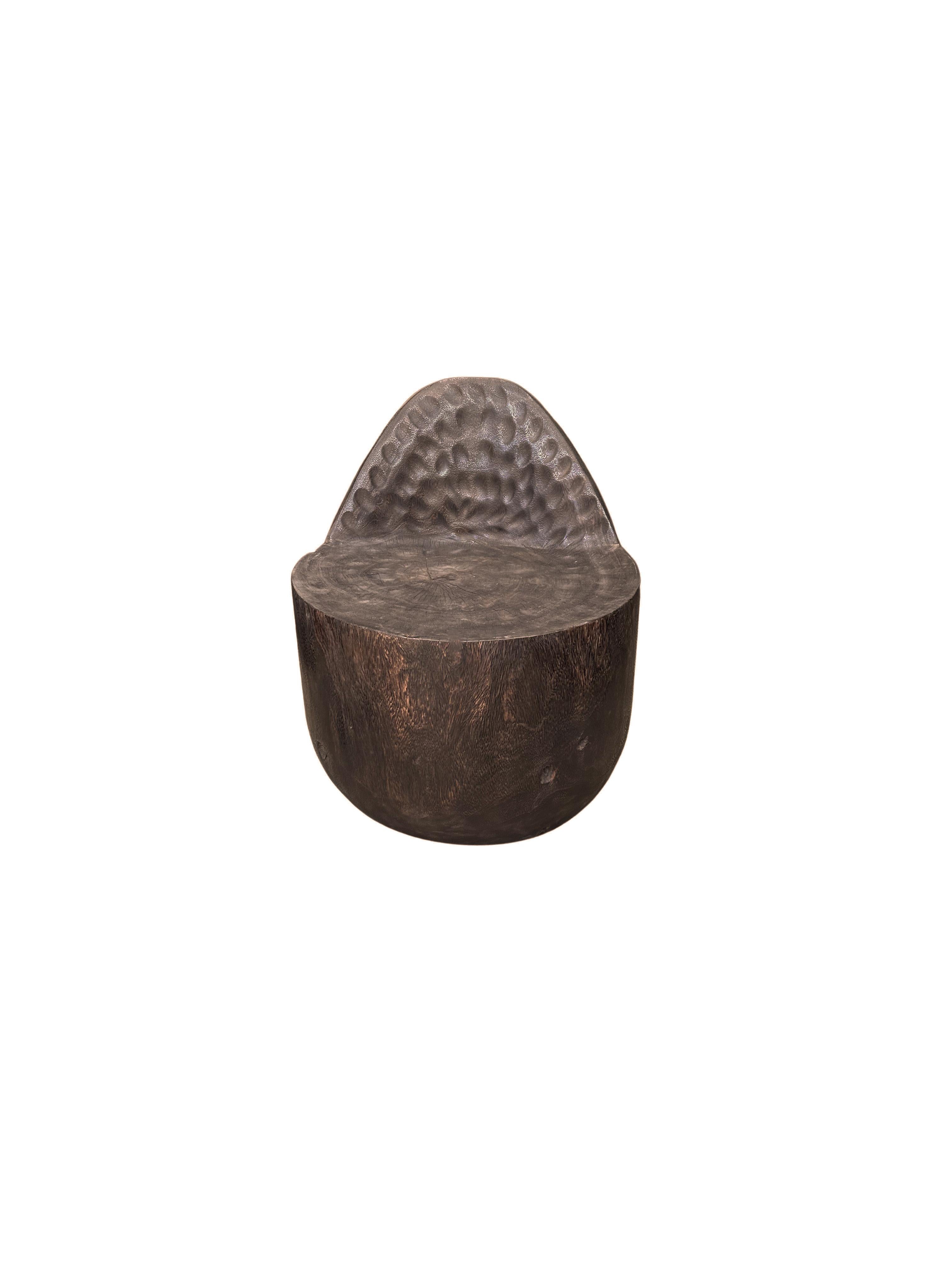 Indonesian Sculptural Lounge Chair Carved from Solid Suar Wood, Modern Organic For Sale