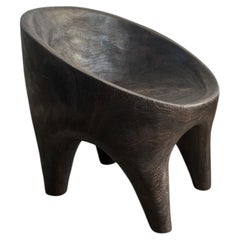 Sculptural Lounge Chair Carved from Solid Suar Wood, Modern Organic