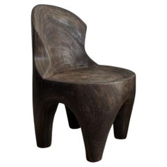 Sculptural Lounge Chair Carved from Solid Suar Wood, Modern Organic