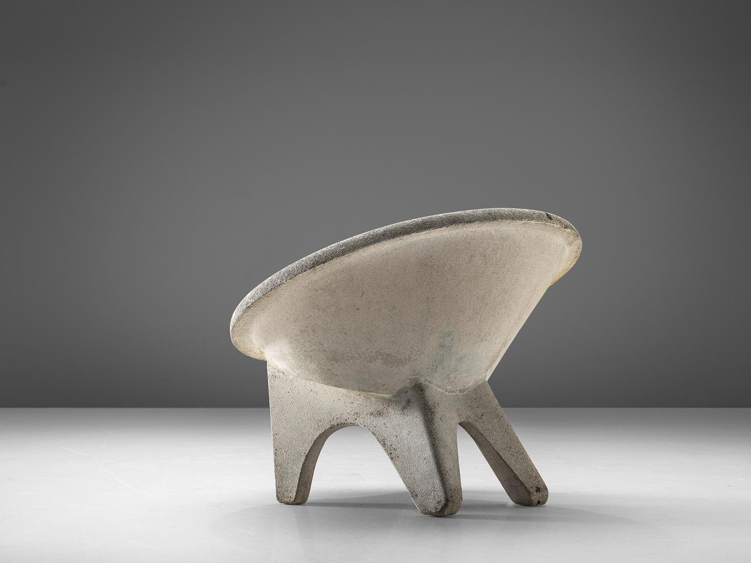 Mid-Century Modern Sculptural Lounge Chair in Concrete