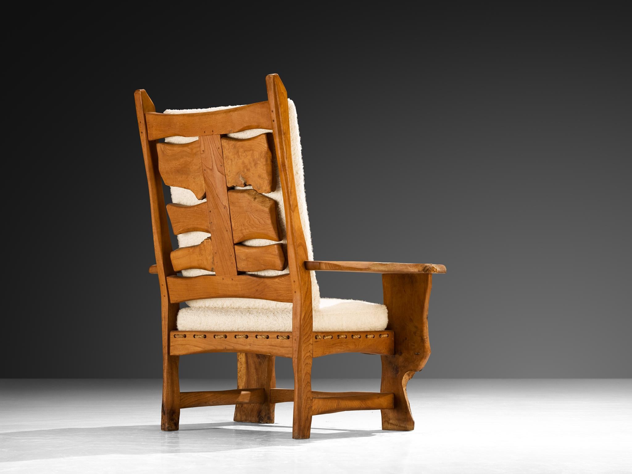 Silla de salón escultural de olmo con forma orgánica en venta 4