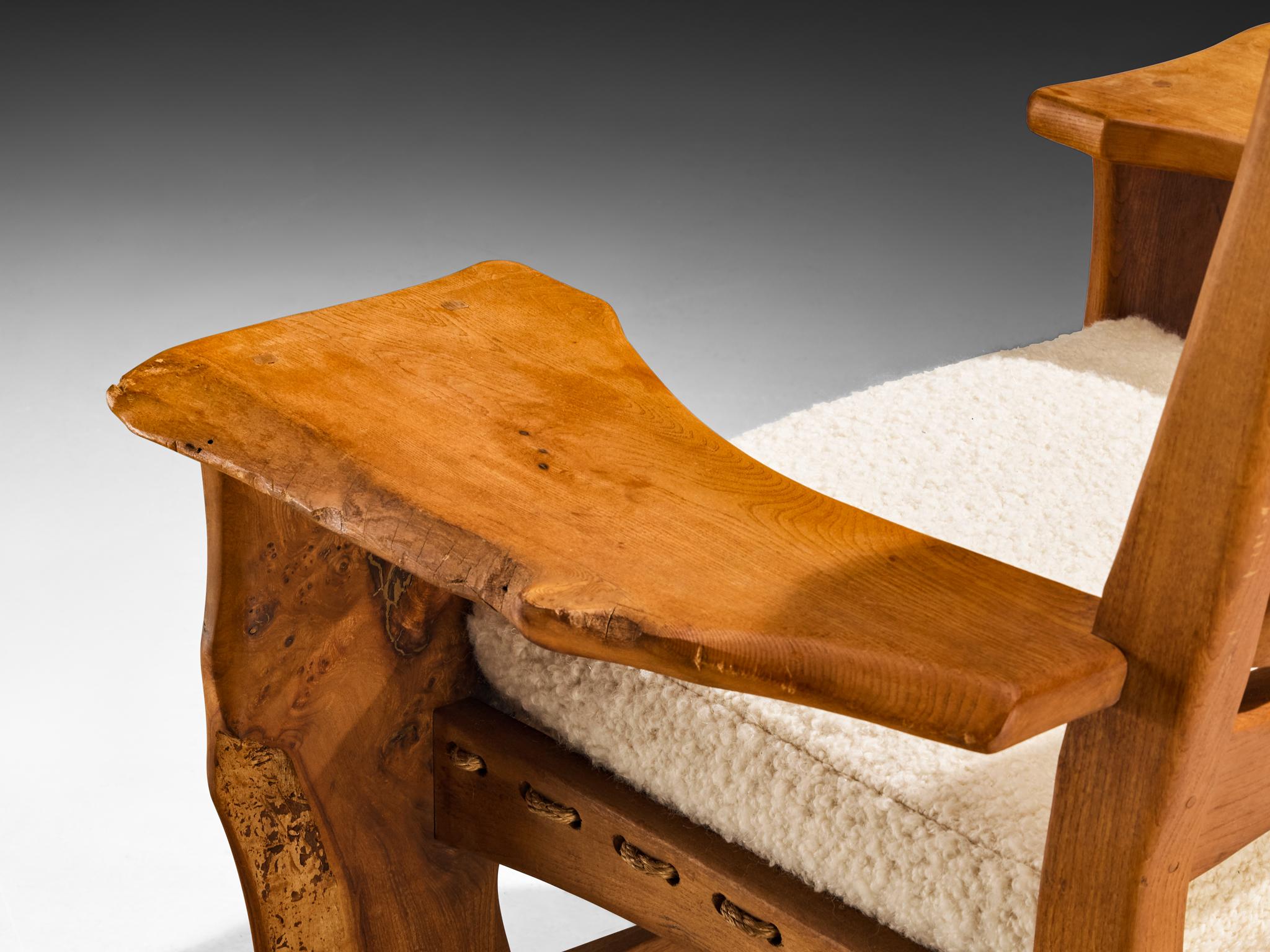 Silla de salón escultural de olmo con forma orgánica Italiano en venta