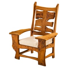 Sculptural Lounge Chair in Elm with Organic Form