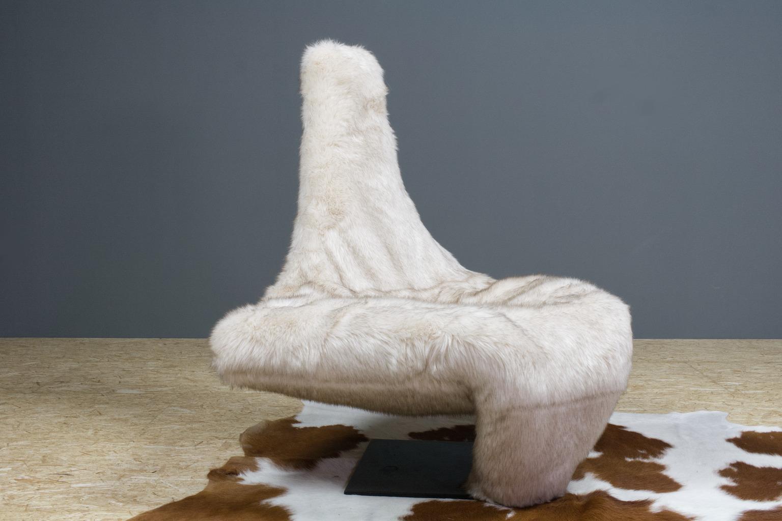 Dutch Sculptural Lounge Chair in faux fur by Jack Crebolder for Dover Design, 1982 For Sale