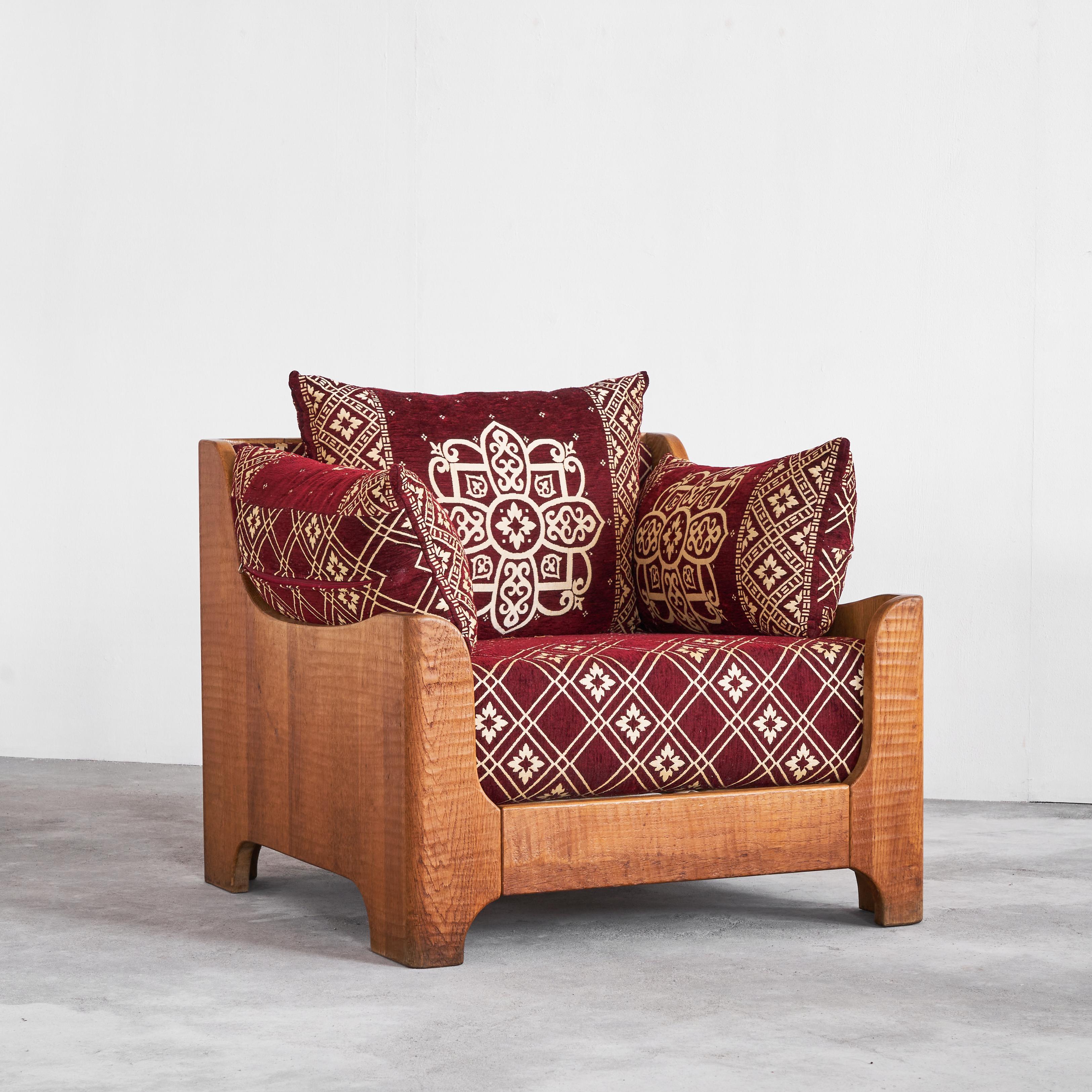 Mid-Century Modern Chaise longue sculpturale en chêne massif des années 1940 en vente
